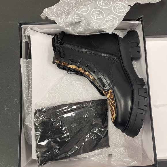 ASH Lynch Lynne Leather & Calf Hair Combat Bike Booties Size US 6.5-7 EU 37 NWT - Picture 11 of 13